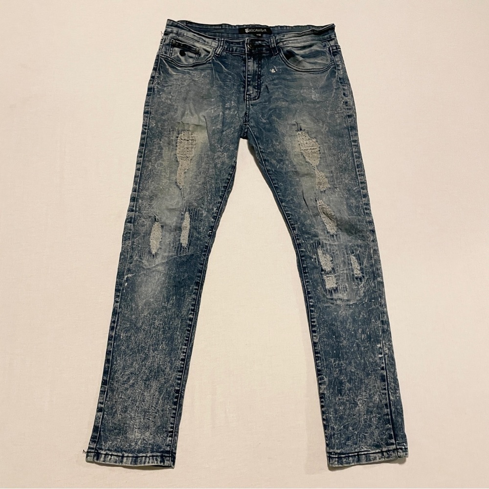 Rocawear Men’s Acid Wash Distressed Skinny Jeans W32 L32